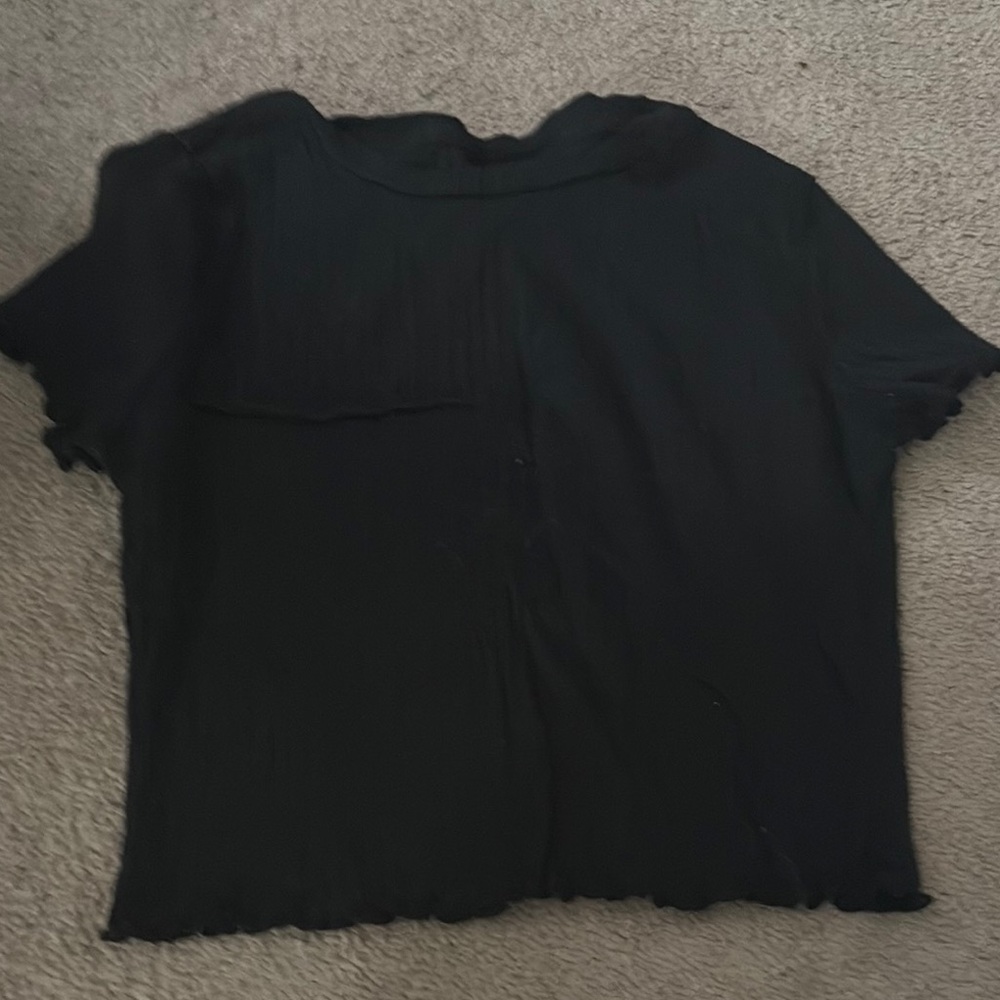 SHEIN Black Fitted Ribbed Short Sleeve Tee